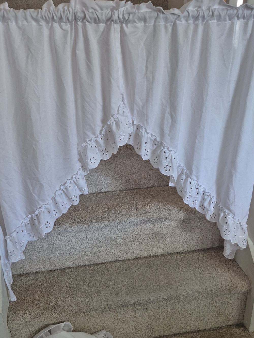 White Eyelet Ruffled Swag Curtain 60"
